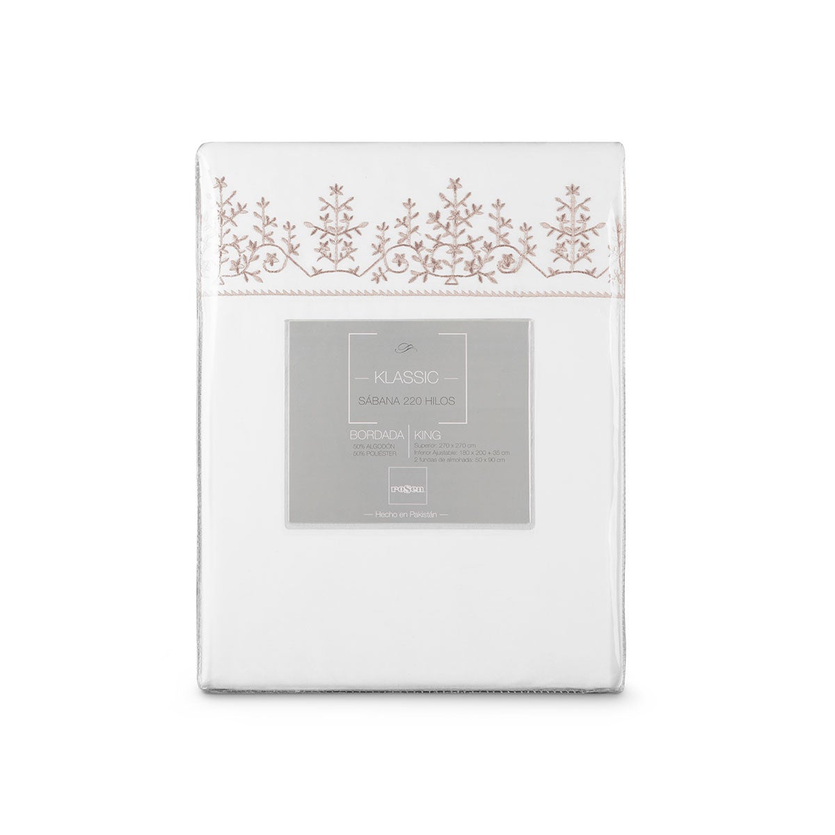 Sábana 220 Hilos Bordada Polycotton Floral Blanca