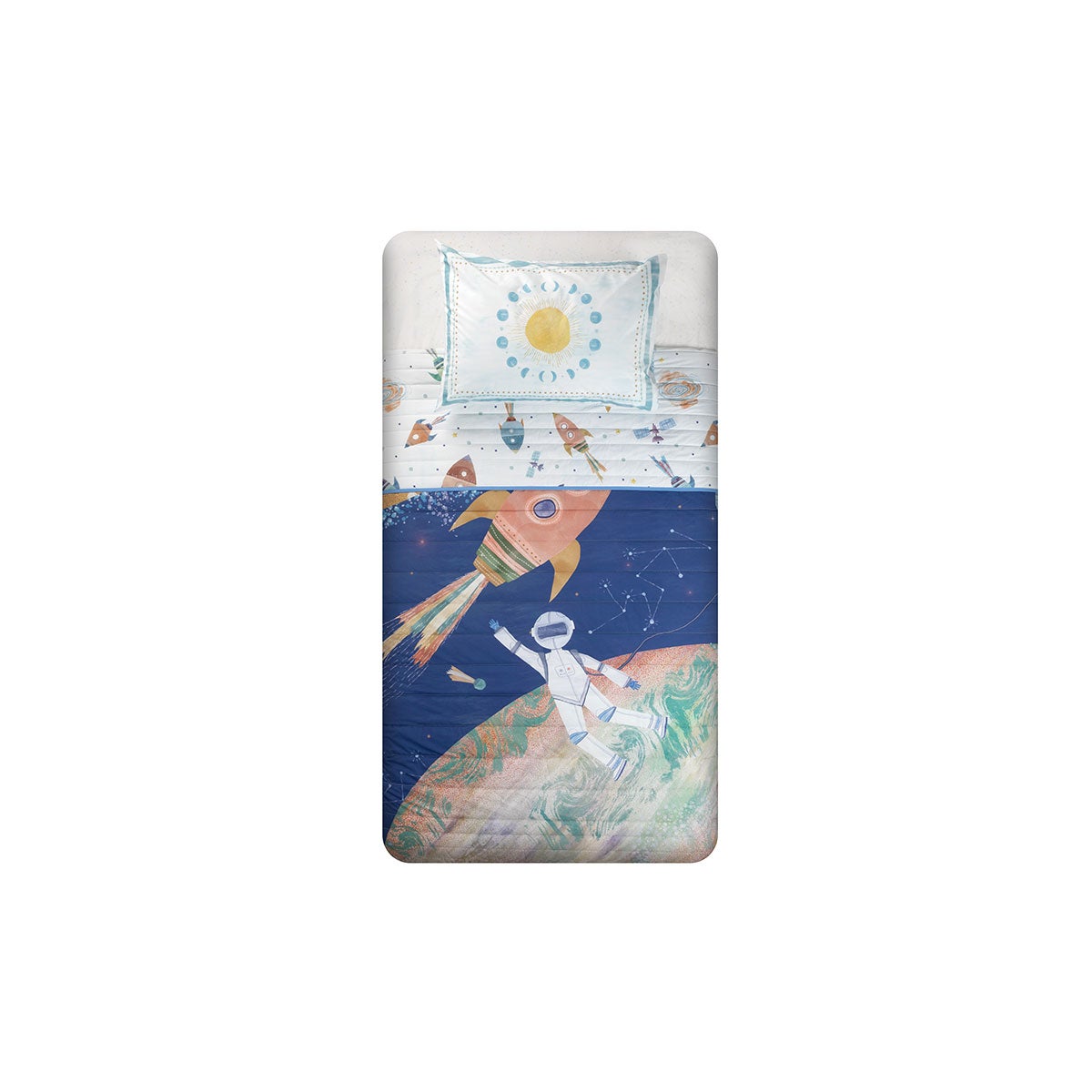 Cubrecama Algodón Kids Reversible Galaxia