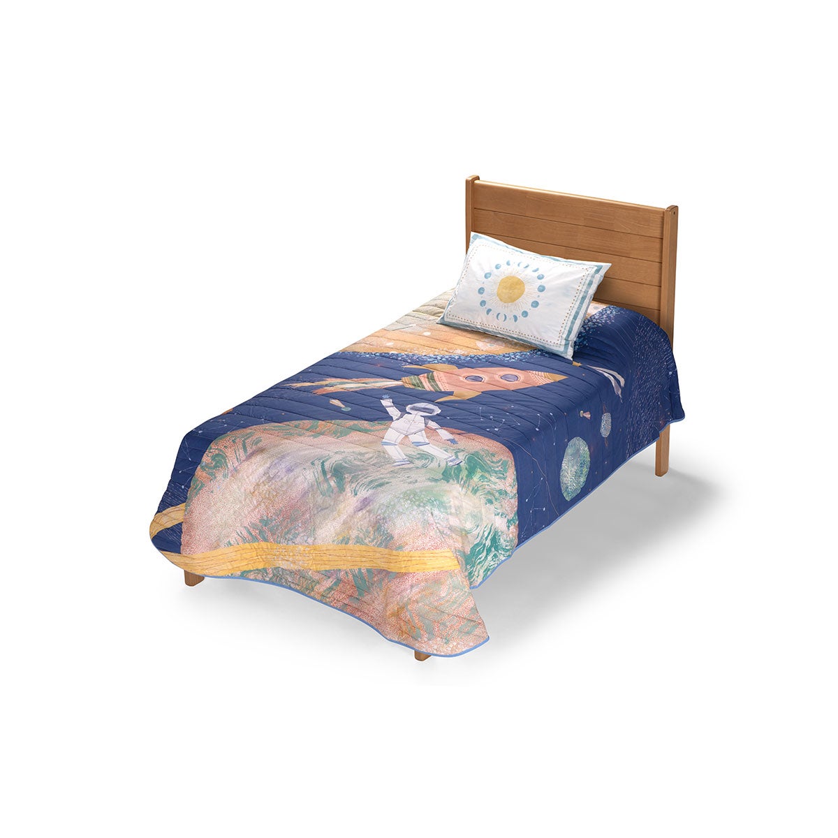 Cubrecama Algodón Kids Reversible Galaxia