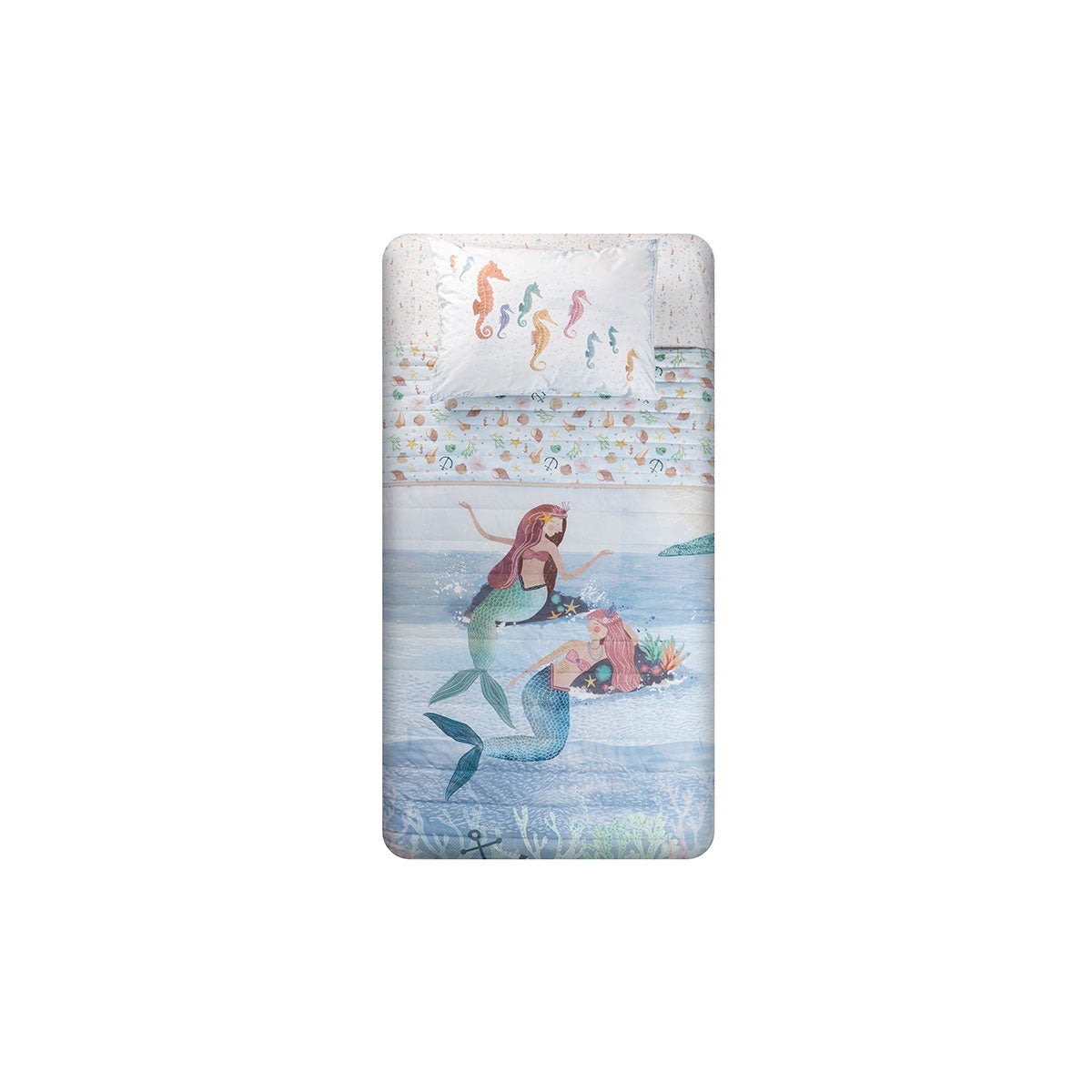 Cubrecama Algodón Kids Reversible Sirenas