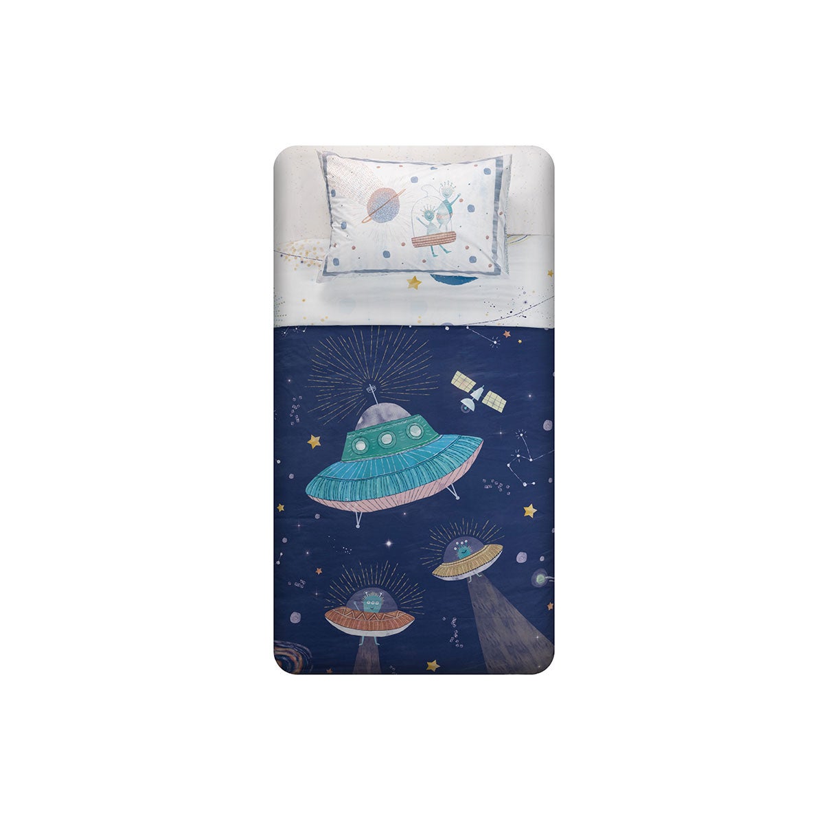 Funda Plumón Algodón Kids Reversible Galaxia