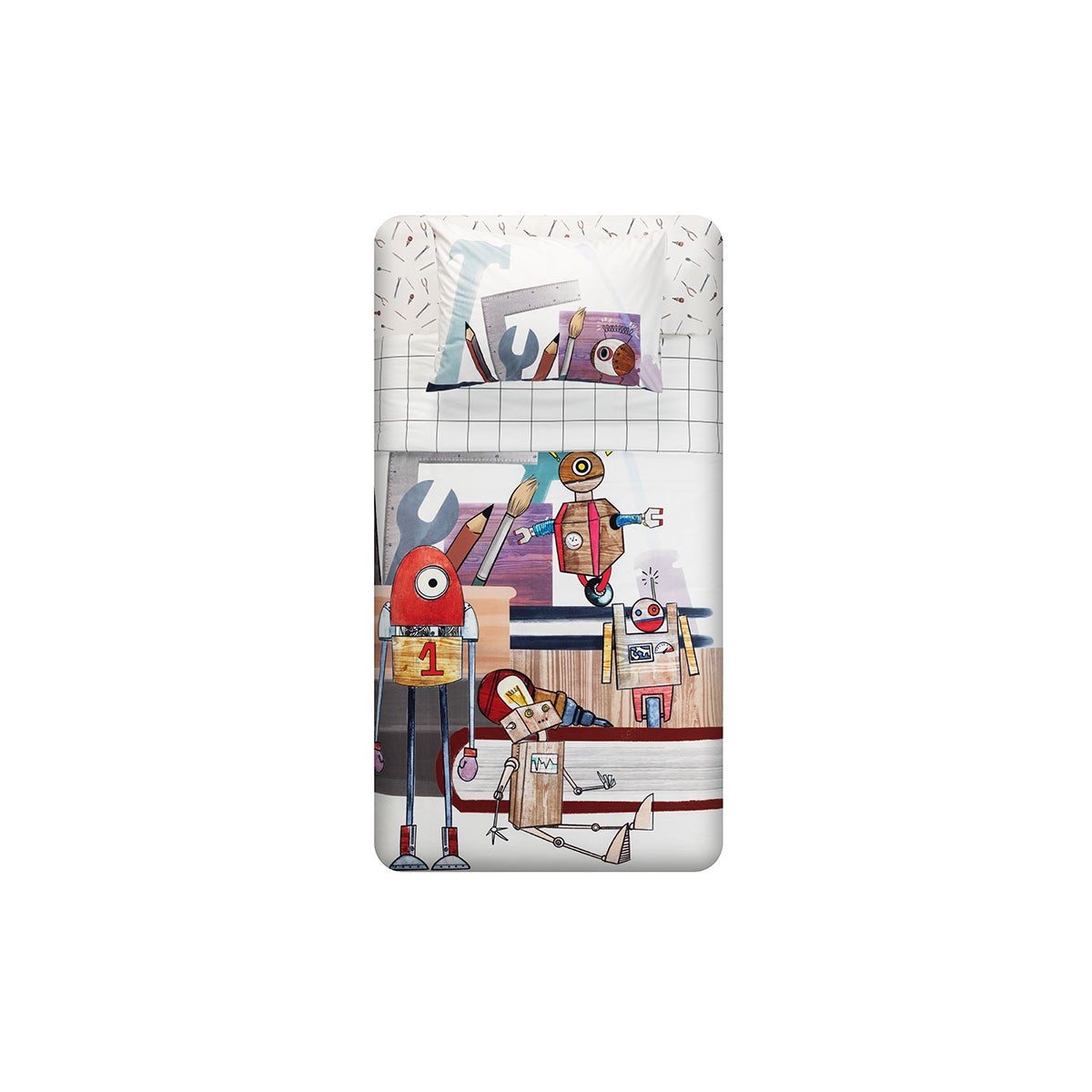 Funda Plumón Algodón Kids Reversible Robots