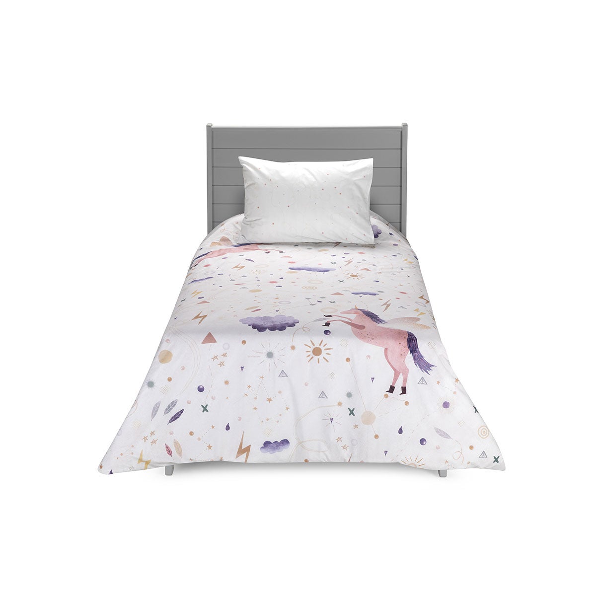 Funda Plumón Algodón Kids Reversible Unicornio