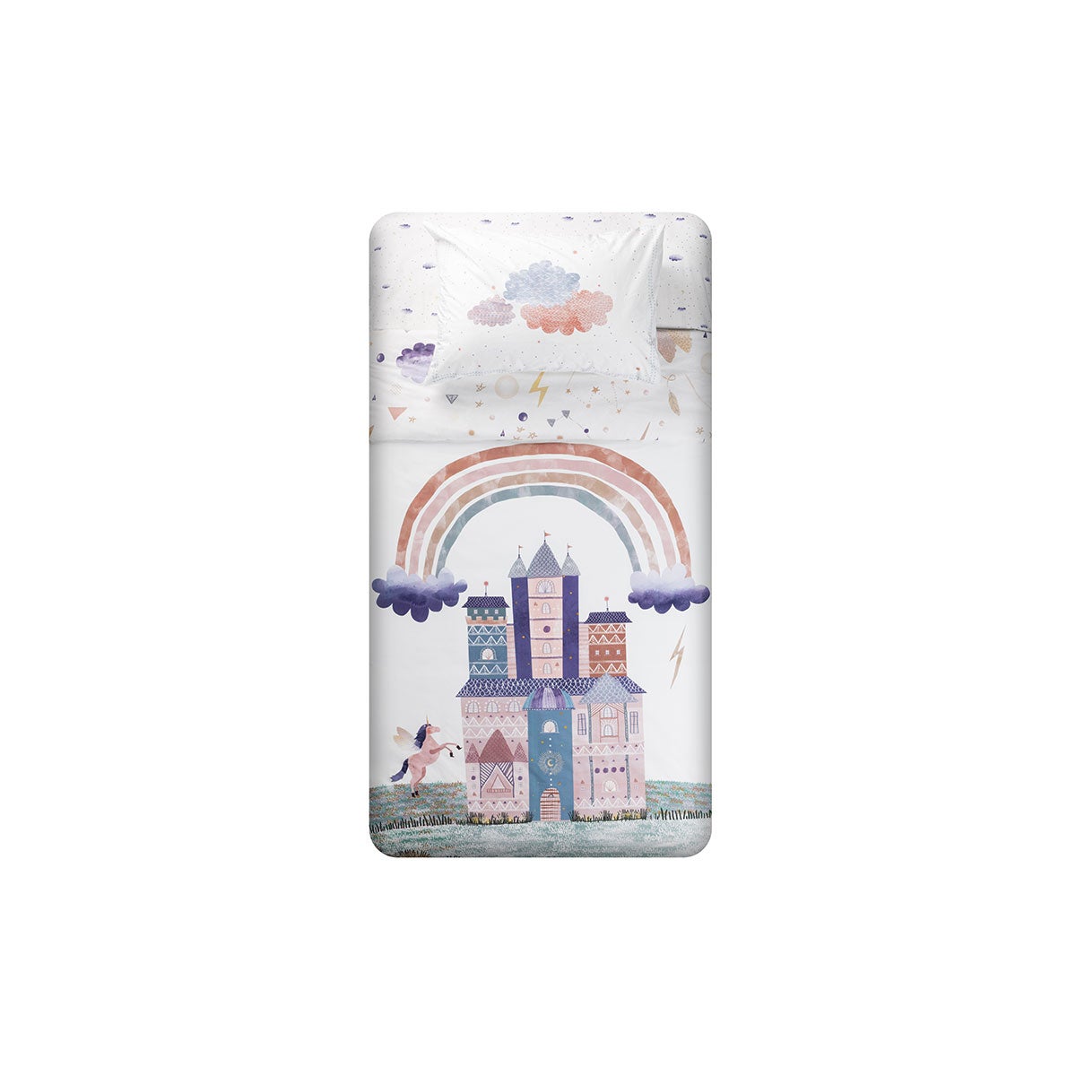 Funda Plumón Algodón Kids Reversible Unicornio