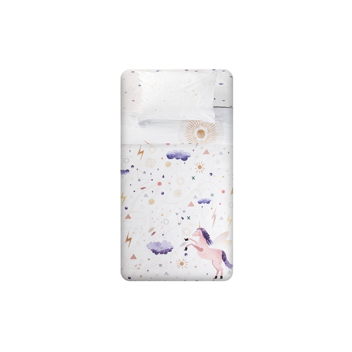 Funda Plumón Algodón Kids Reversible Unicornio