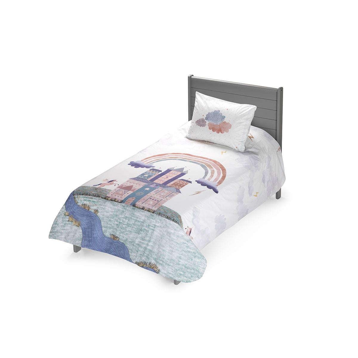 Funda Plumón Algodón Kids Reversible Unicornio