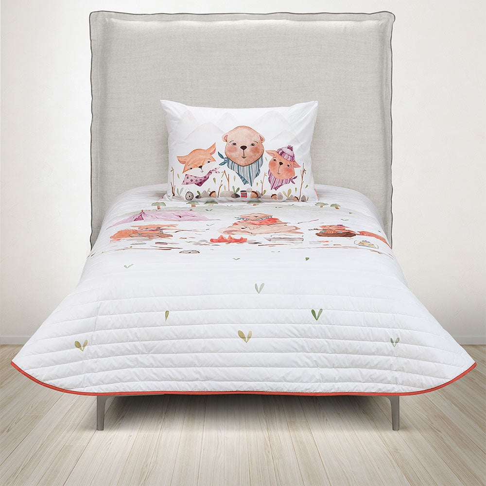 Cubrecama Algodón Kids Reversible Camping