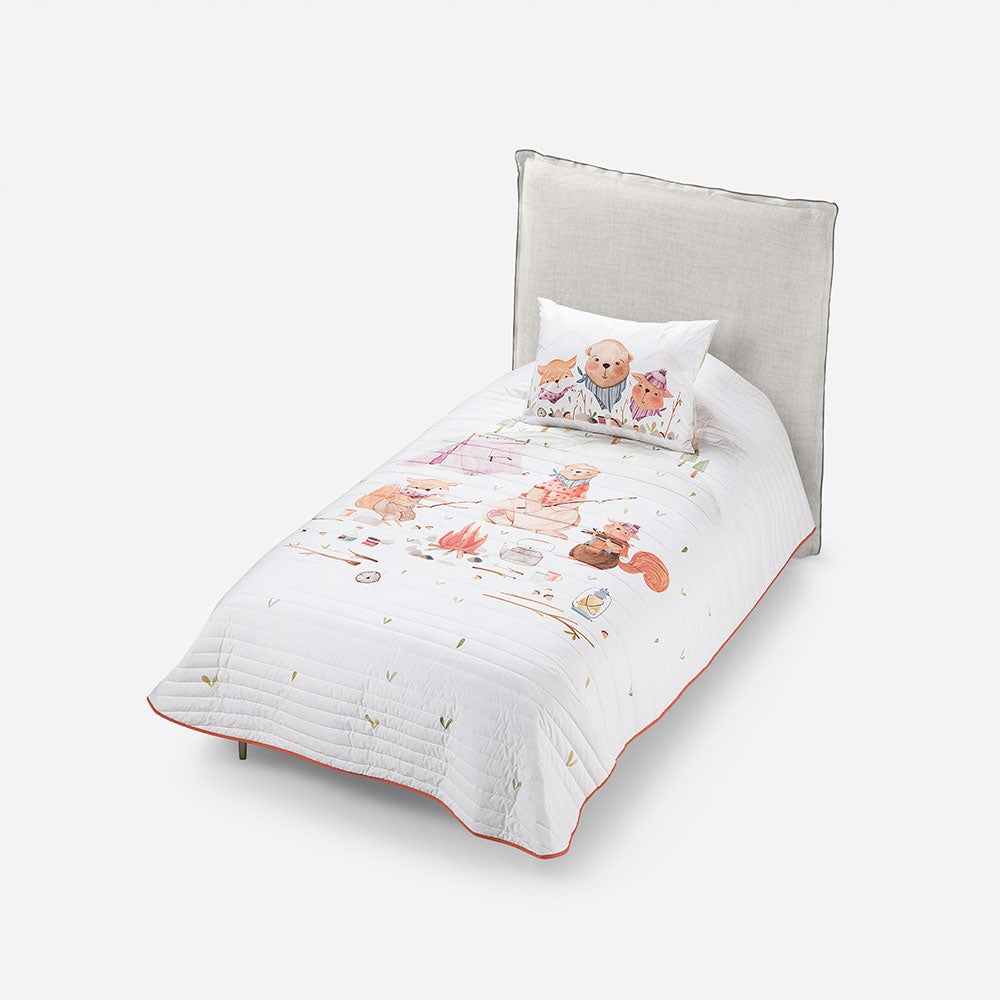 Cubrecama Algodón Kids Reversible Camping
