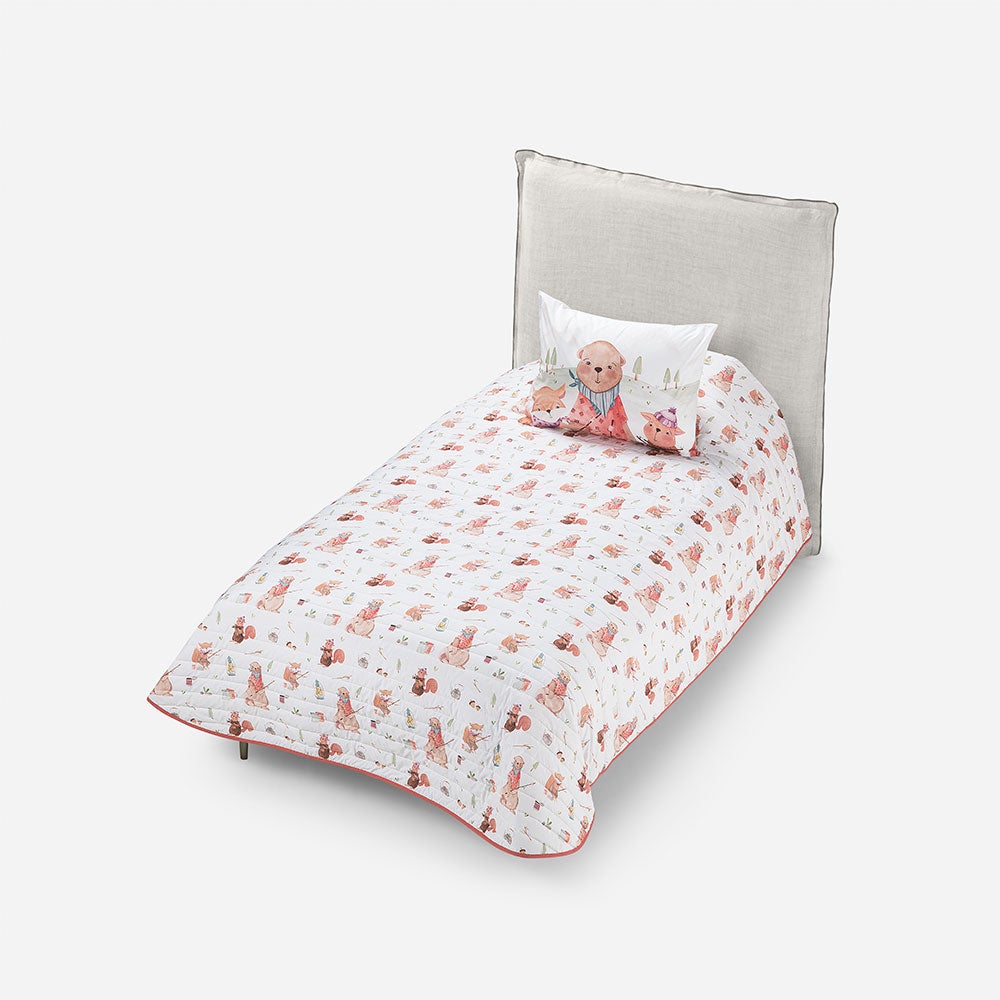 Cubrecama Algodón Kids Reversible Camping