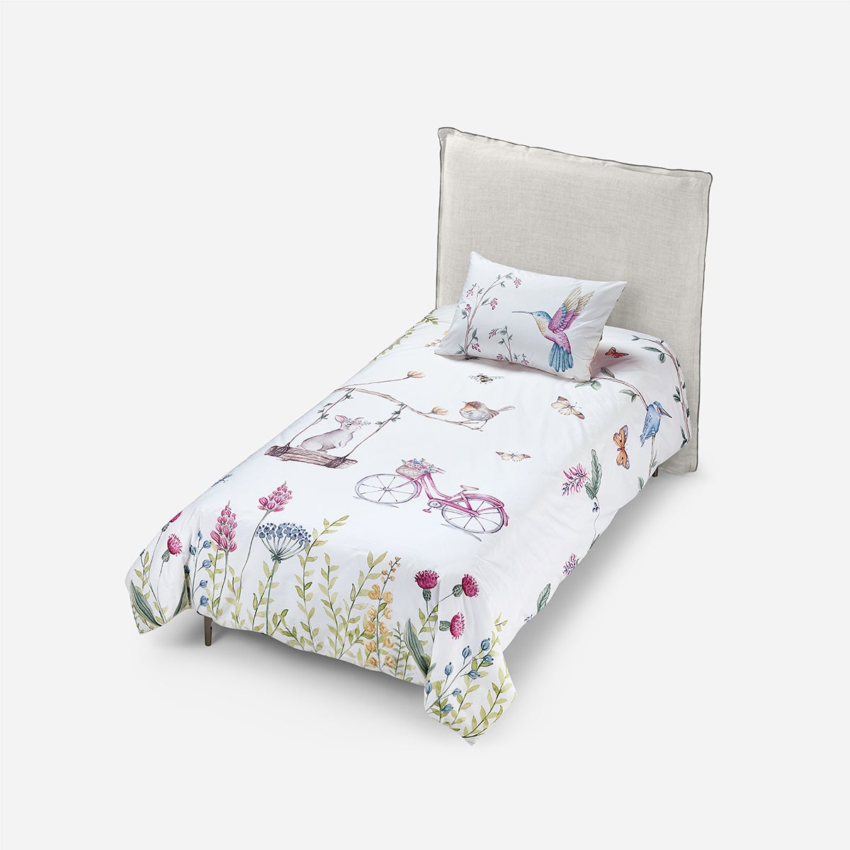 Funda Plumón Algodón Kids Reversible Botánico
