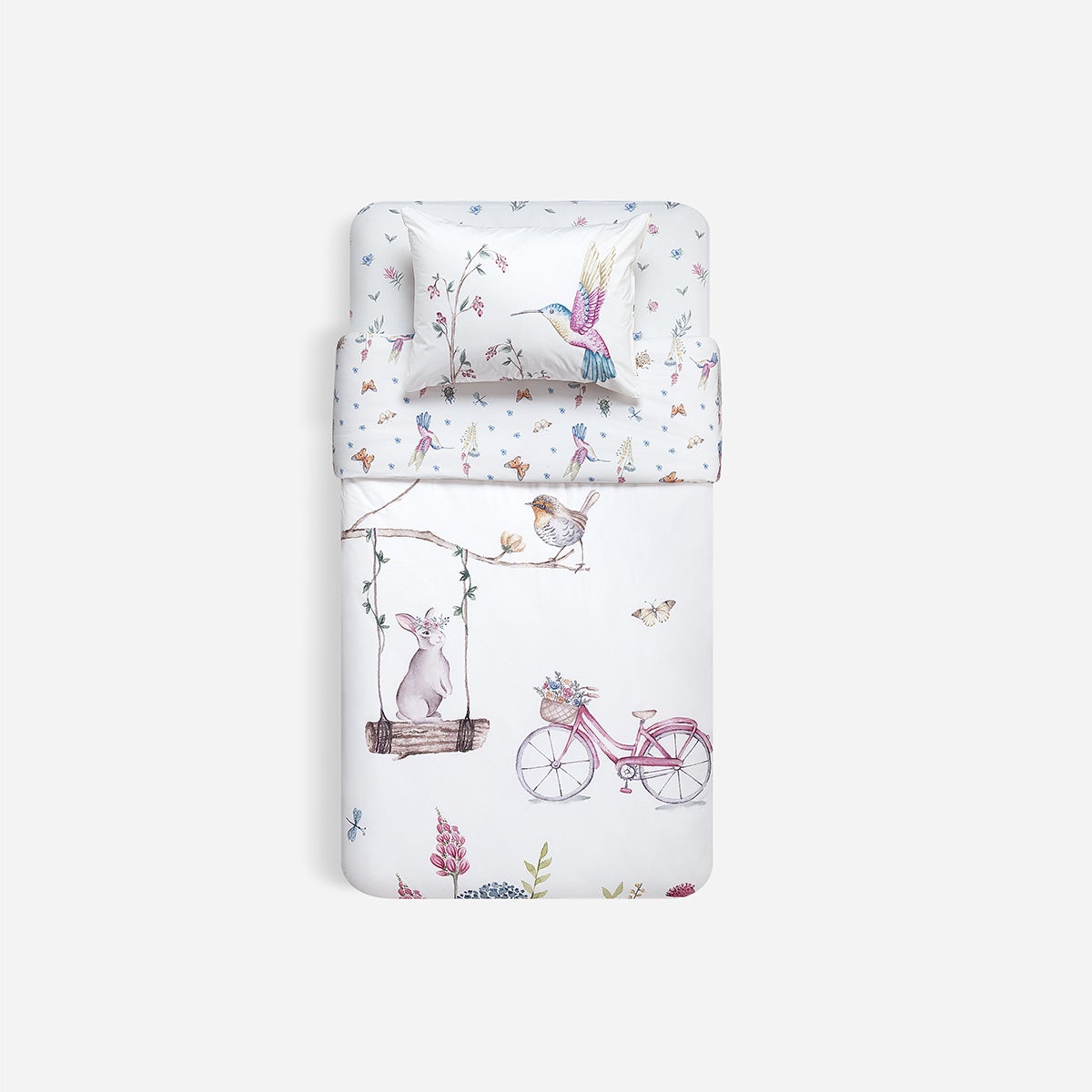 Funda Plumón Algodón Kids Reversible Botánico