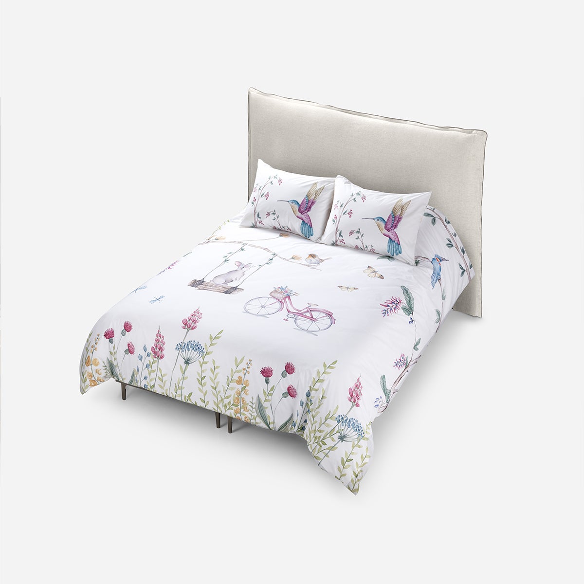 Funda Plumón Algodón Kids Reversible Botánico