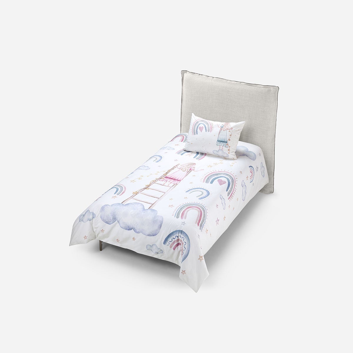 Funda Plumón Algodón Kids Reversible Arcoíris