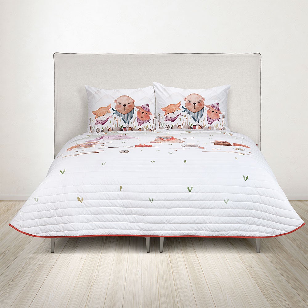 Cubrecama Algodón Kids Reversible Camping