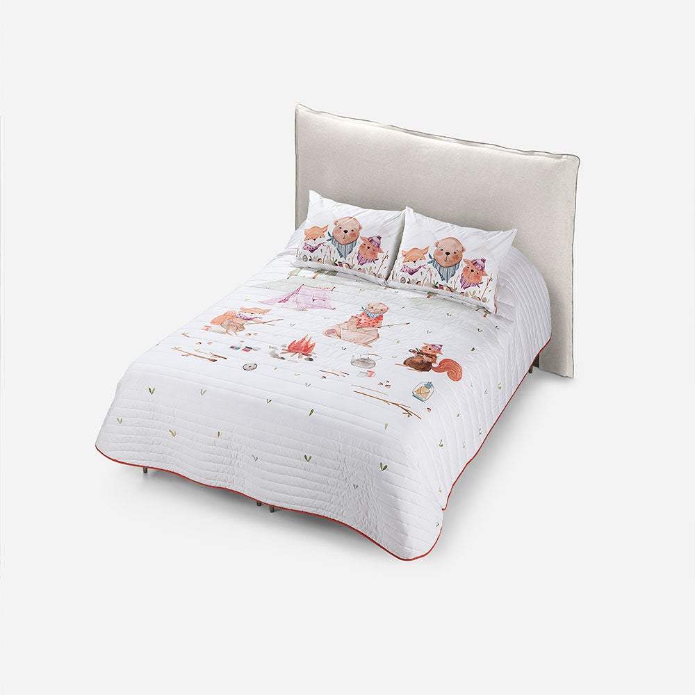 Cubrecama Algodón Kids Reversible Camping