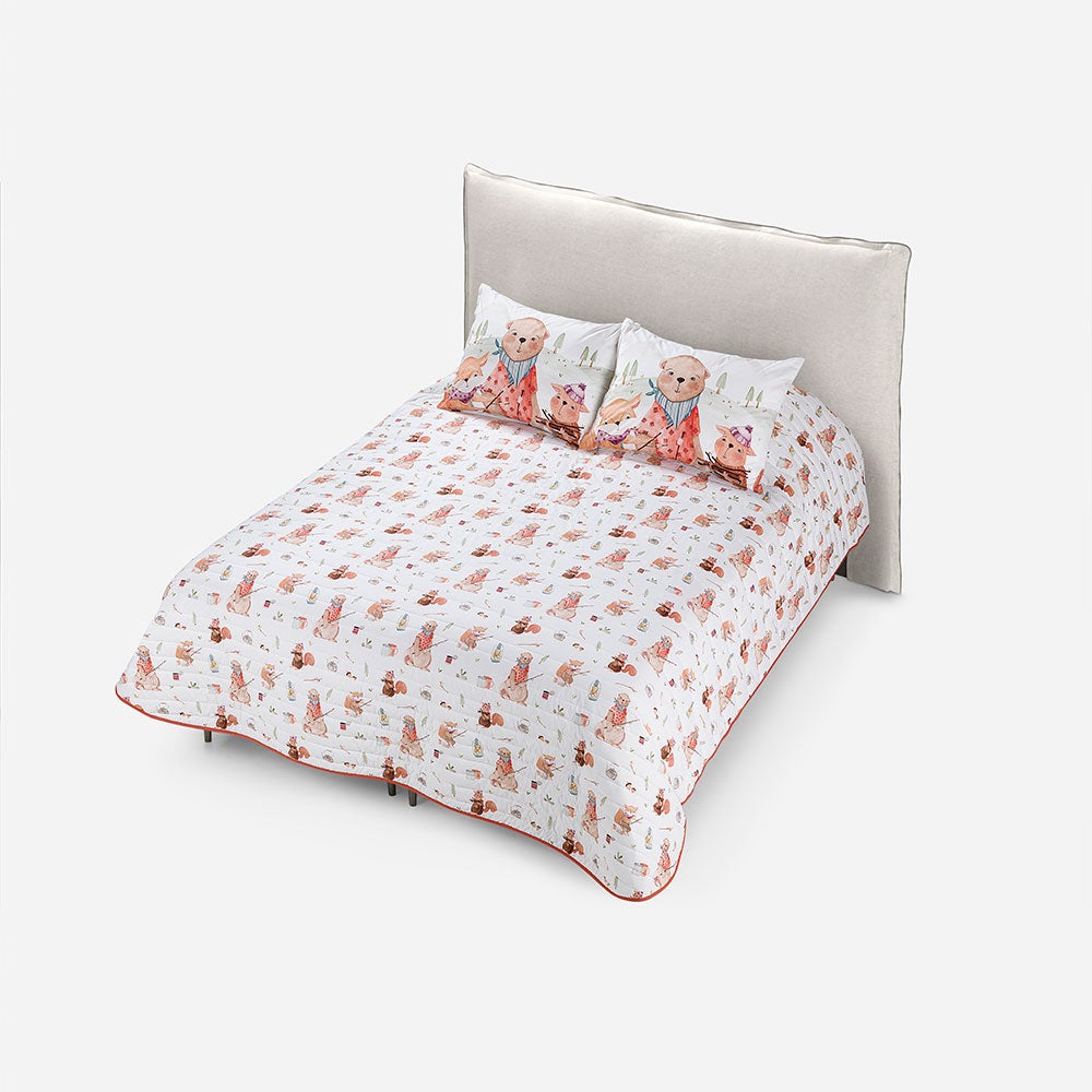Cubrecama Algodón Kids Reversible Camping