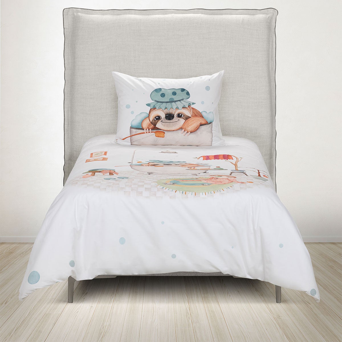 Funda Plumón Algodón Kids Oso Perezoso Baño