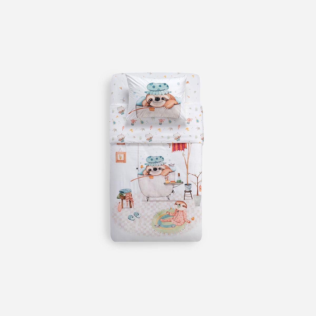 Funda Plumón Algodón Kids Oso Perezoso Baño