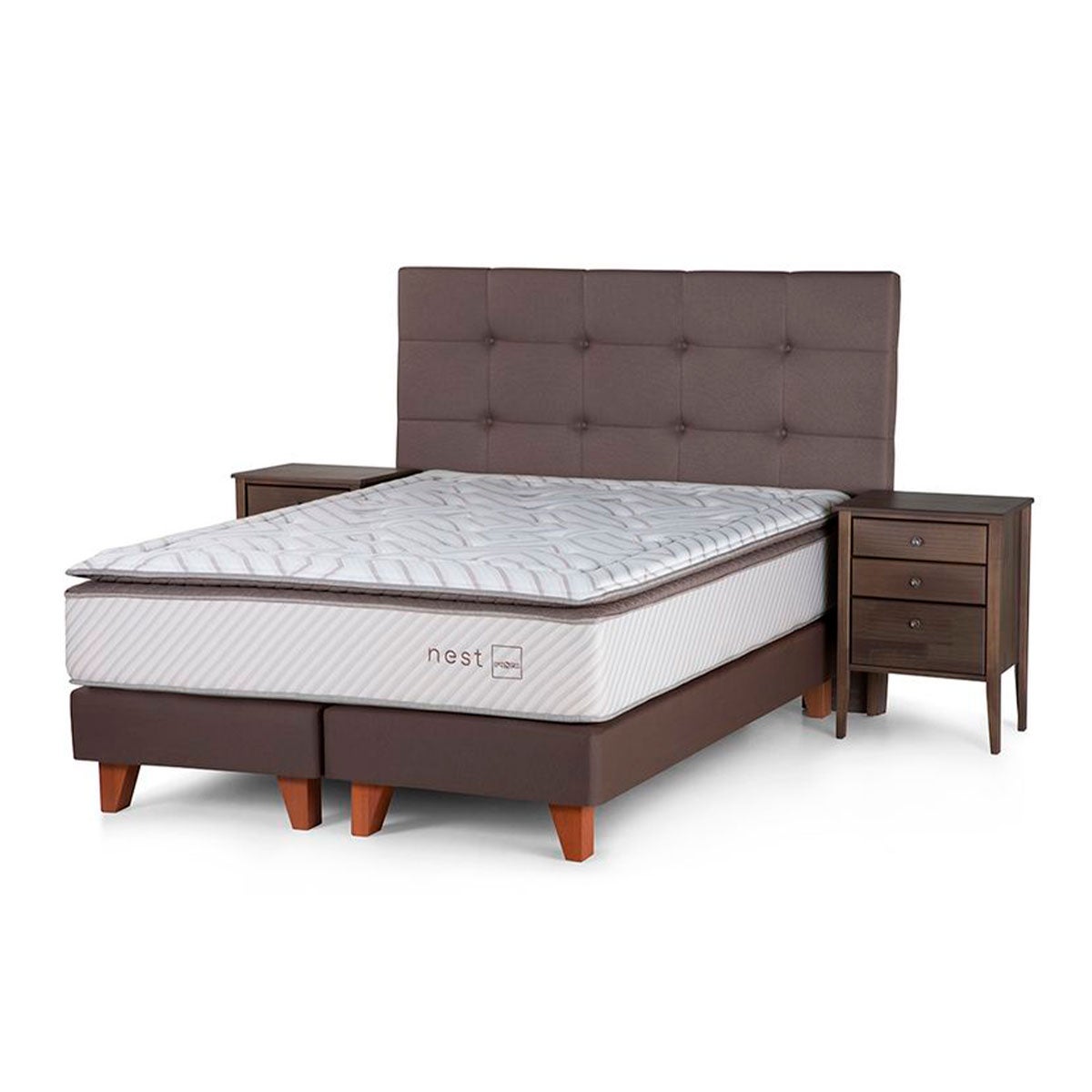 Cama Nest 2 Plazas + Muebles Issey