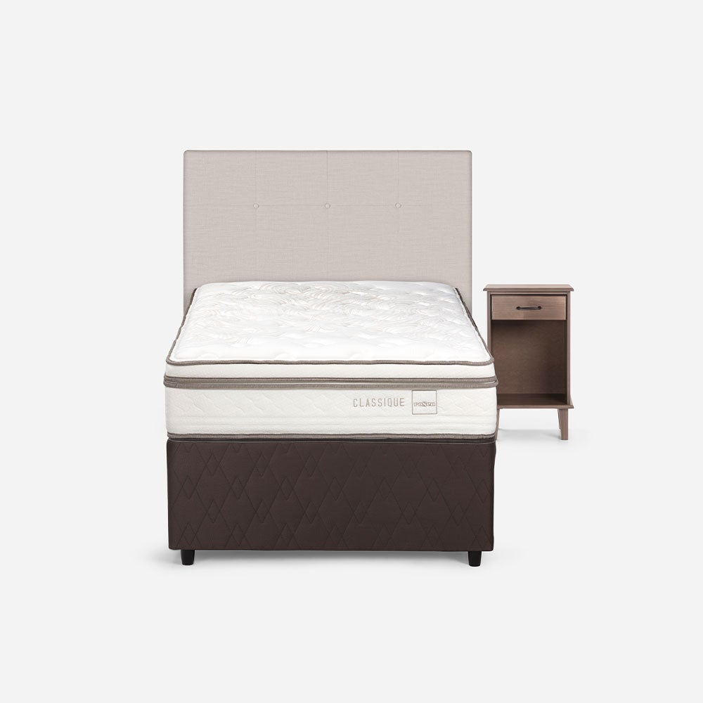 Diván Cama Classique+ 1,5 Plazas 105 x 200 cm Respaldo Bennet + Velador Barry