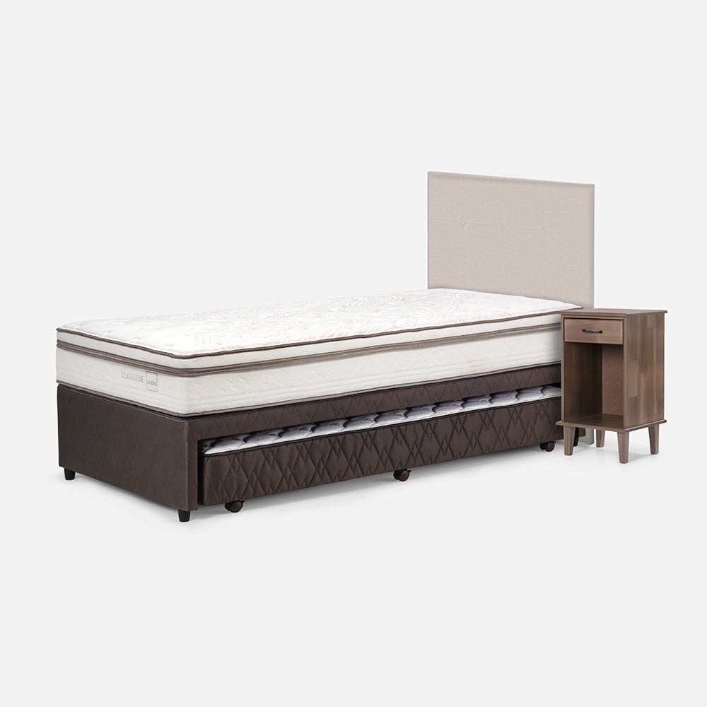 Diván Cama Classique+ 1,5 Plazas 105 x 200 cm Respaldo Bennet + Velador Barry