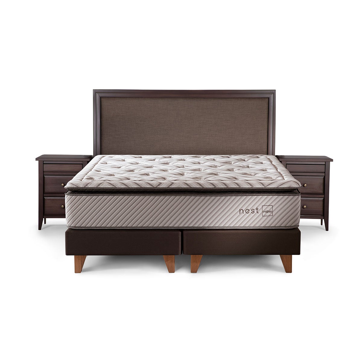 Cama Nest 2 Plazas + Muebles Nolita Chocolate
