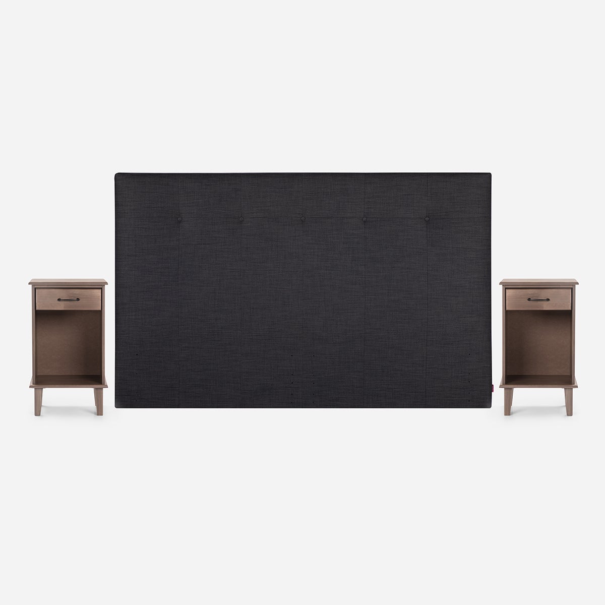 Cama Tempo King + Respaldo Bennet y Velador Barry