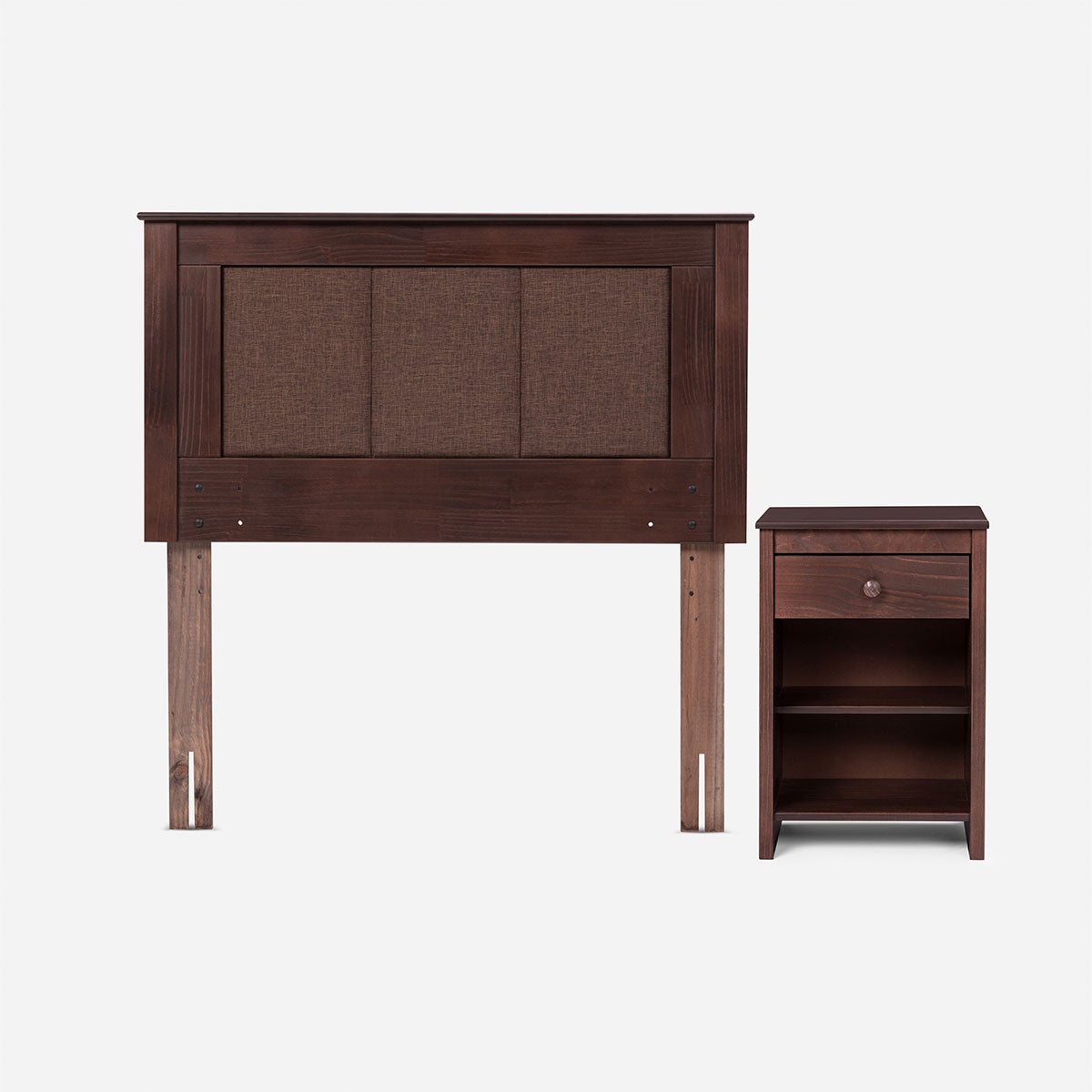 Cama New Style 4 1 Plaza + Respaldo Rachel y Velador Ferrara