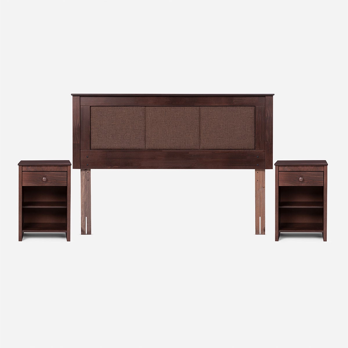 Cama New Style 4 Plus 2 Plazas + Respaldo Rachel y Velador Ferrara