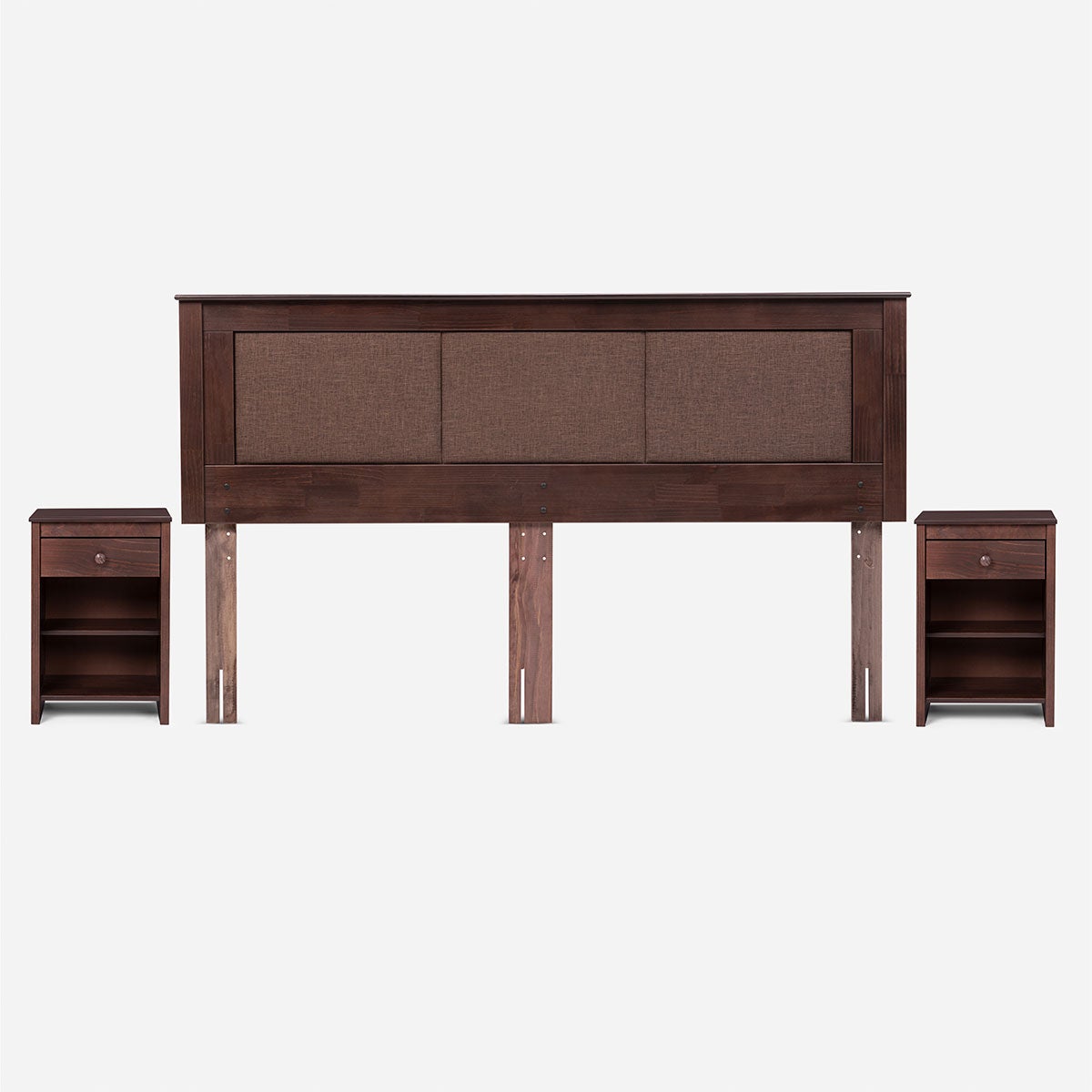 Cama New Style 4 Plus King + Respaldo Rachel y Velador Ferrara