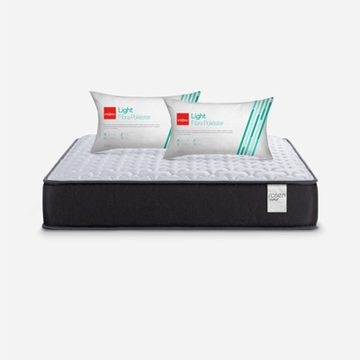 Colchón Wave 2 Plazas + Almohadas Fibra Light